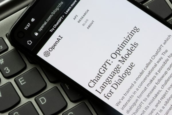 Webpage showing a ChatGPT blog post on a smartphone.
