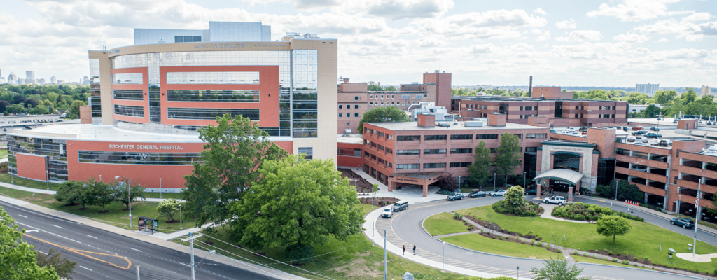 An image of Rochester General Hospital, part of a health system that's changing its approach to unpaid medicals bills.